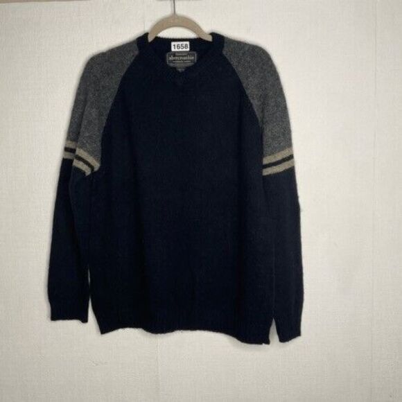 VTG Abercrombie Crewneck Sweater Mens Size XL Blue Shetland Wool Knit Pullover
